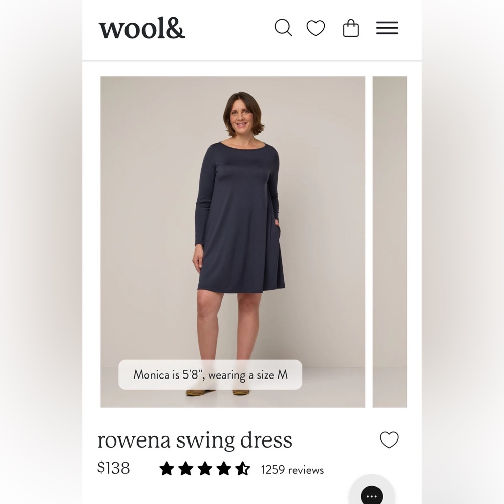 Wool& rowena swing long sleeve dress M